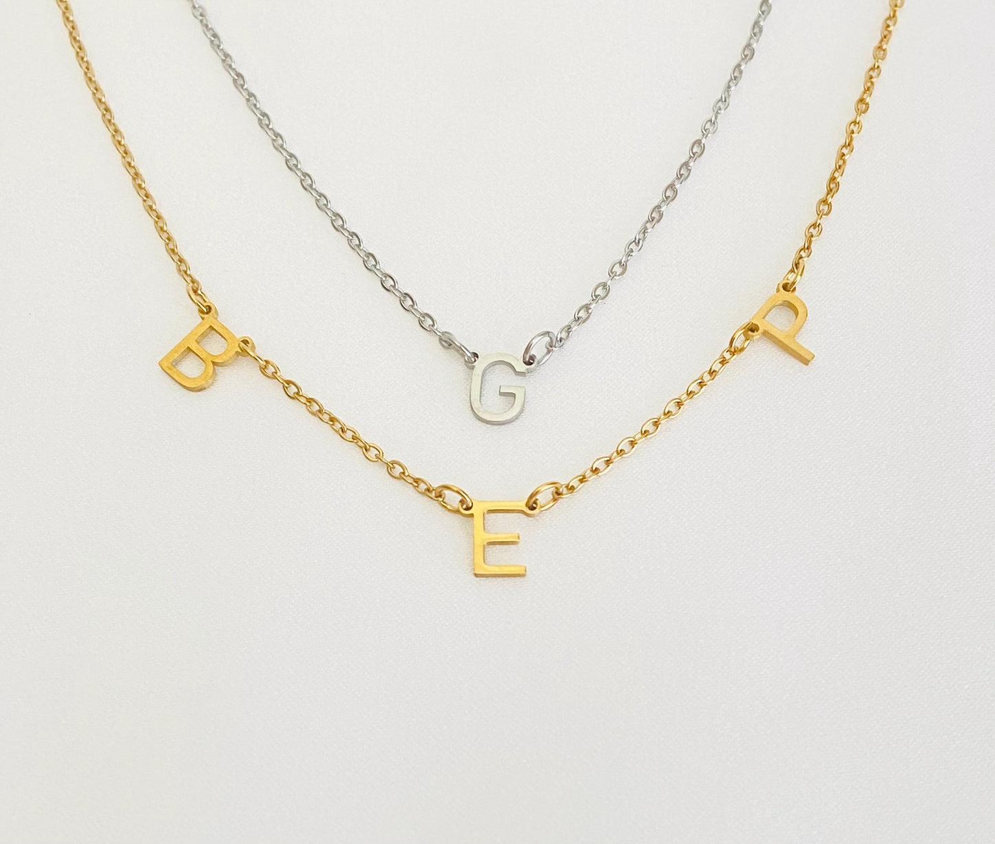 Stainless Steel Mini Letter Necklace • Dainty Initial Necklace for Women