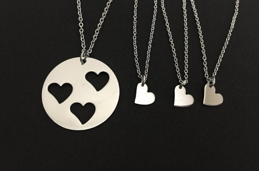 Stainless Steel Mother & 3 Daughters Necklace Set – Matching Family Necklace Set