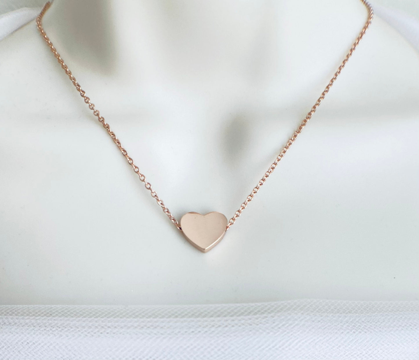 Personalized Floating Heart Necklace • Stainless Steel Heart Pendant Necklace