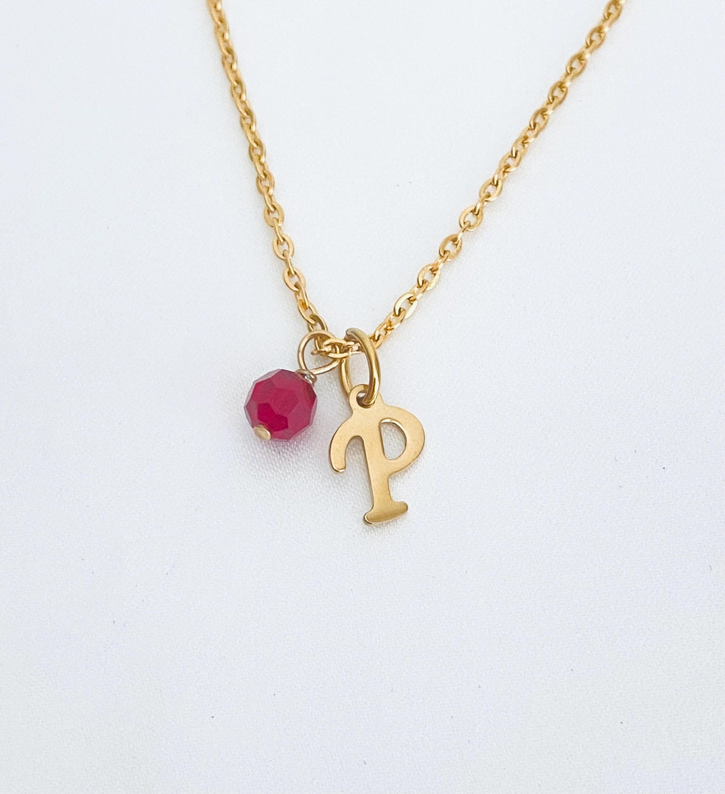 Personalized Birthstone & Initial Necklace • Stainless Steel or Gold Custom Initial Jewelry
