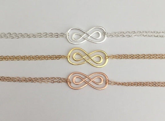 Dainty Love Knot Bracelet • Eternity Knot Bracelet in Sterling Silver, Gold or Rose Gold