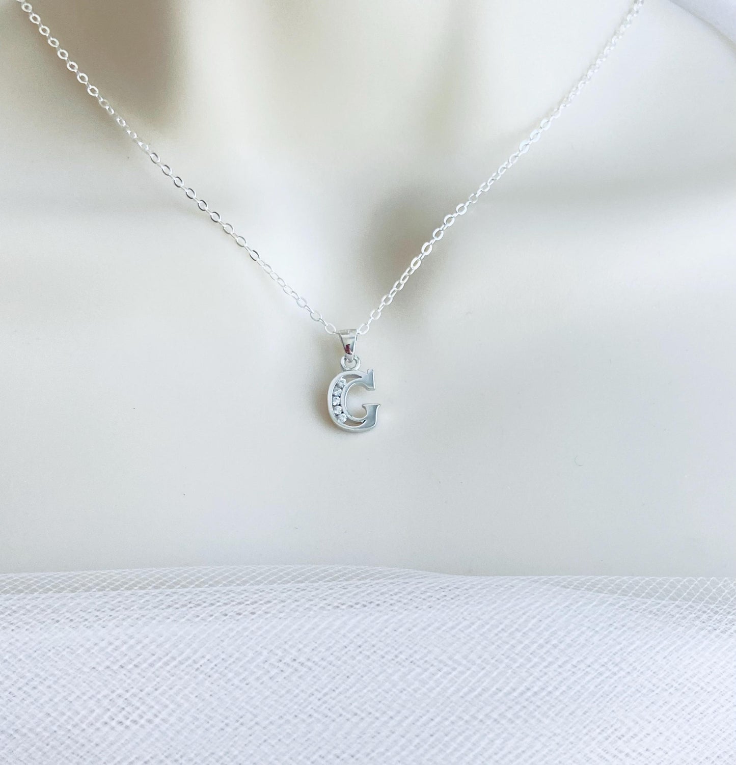 Sterling Silver Initial Pendant Necklace  • Personalized Letter Necklace