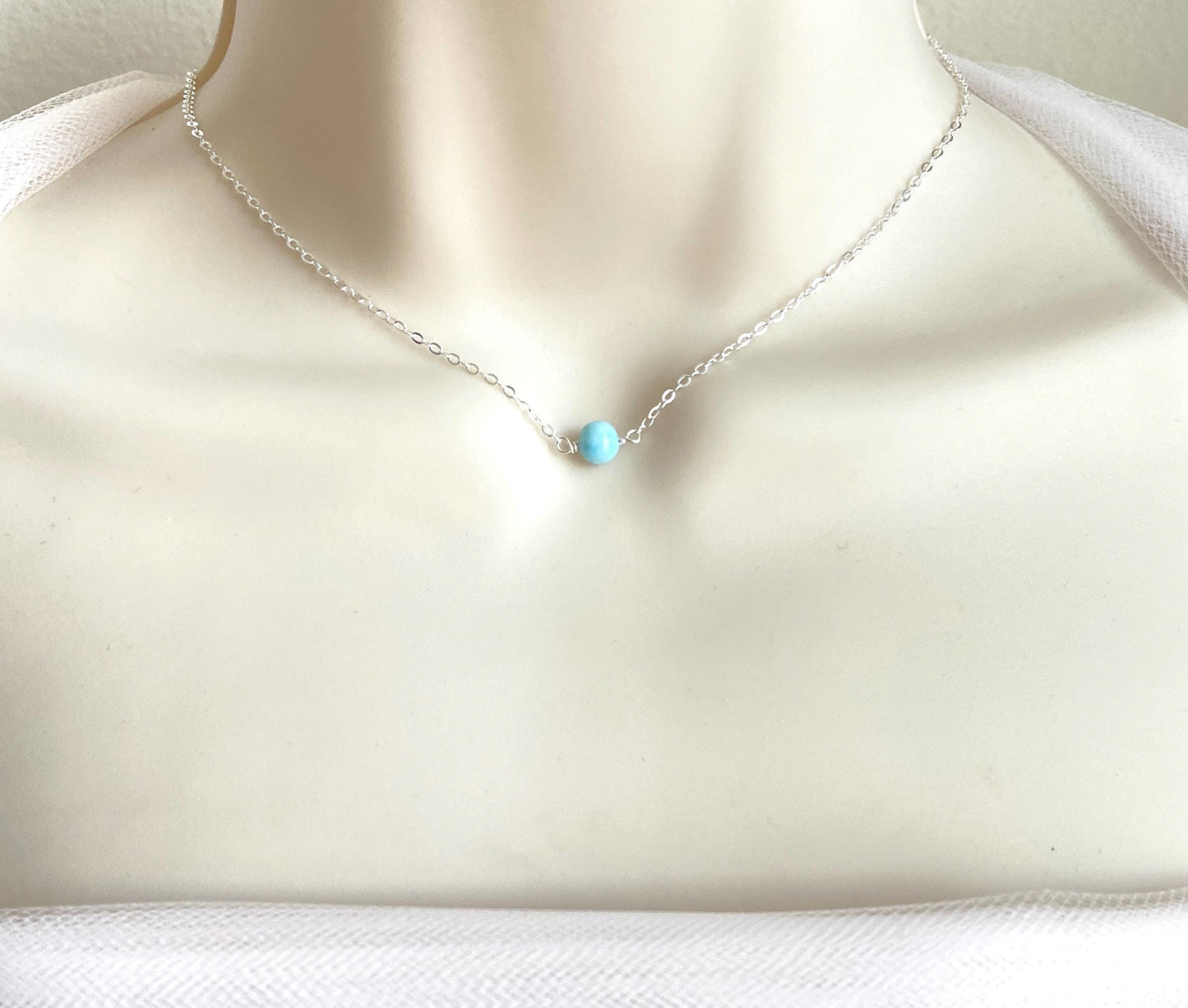 Blue Larimar Necklace in Sterling Silver or Gold Filled
