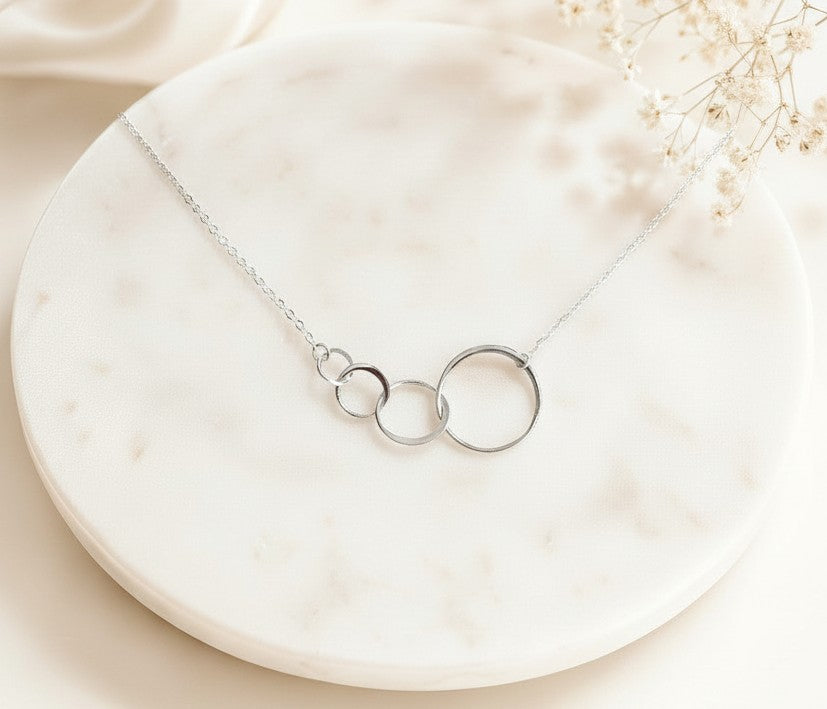 Sterling Silver 4 Interlocking Circle Necklace