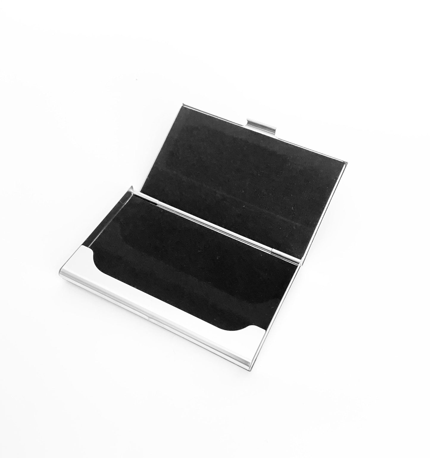 Personalized Black Faux Leather Business Card Holder • Custom Engraved Leatherette Card Case for Men & Women