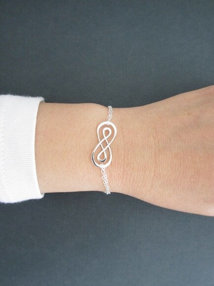 Dainty Love Knot Bracelet • Eternity Knot Bracelet in Sterling Silver, Gold or Rose Gold