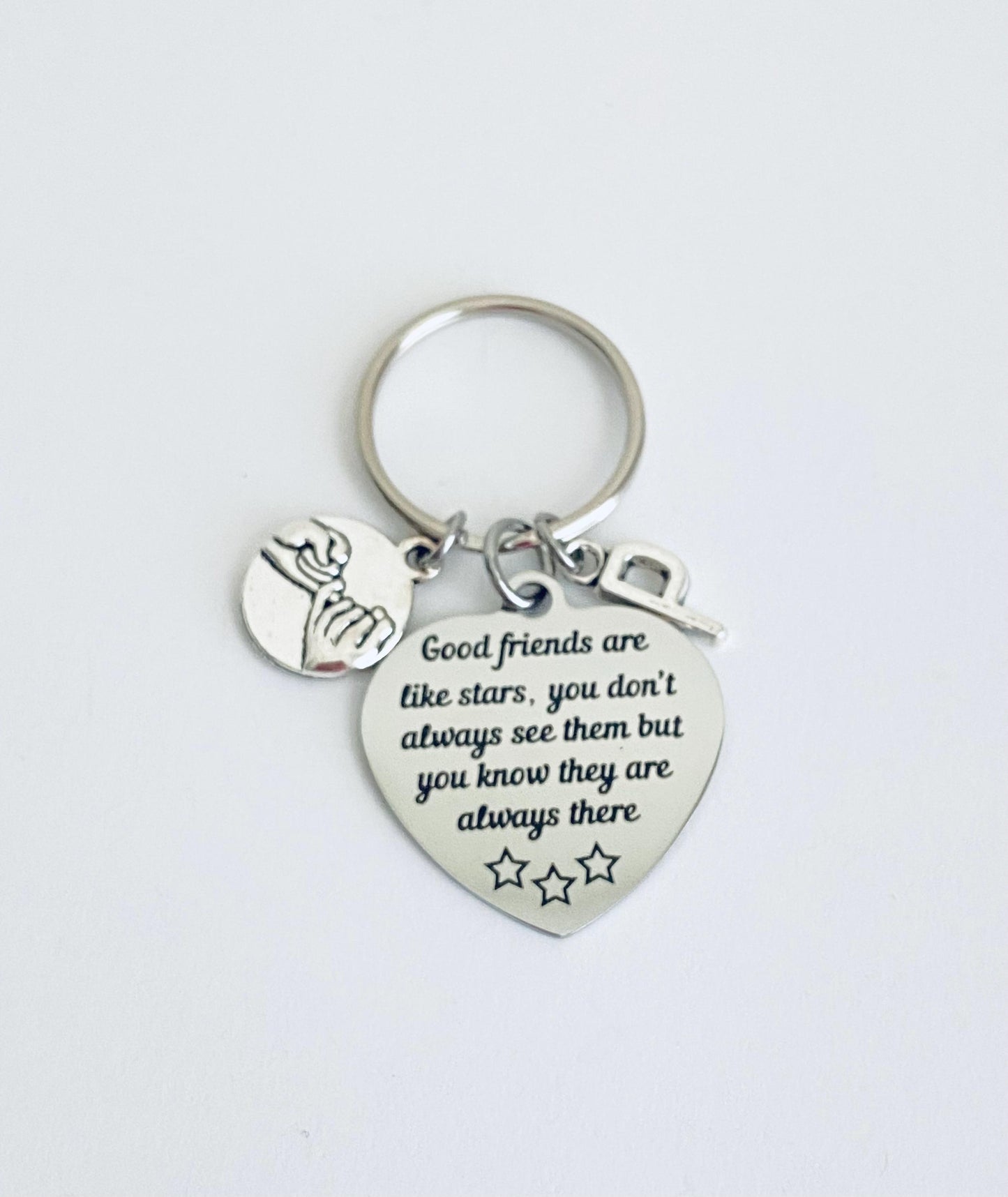 Personalized Best Friend Keychain • “Good Friends Are Like Stars” Key Chain with Initial