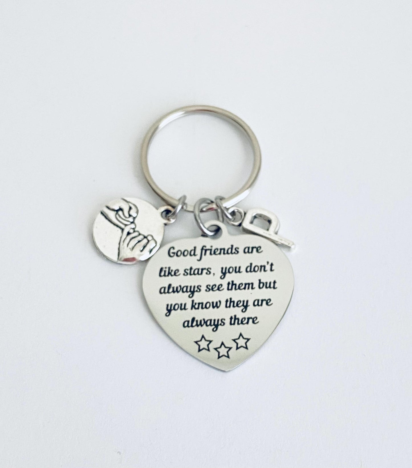 Personalized Best Friend Keychain • “Good Friends Are Like Stars” Key Chain with Initial