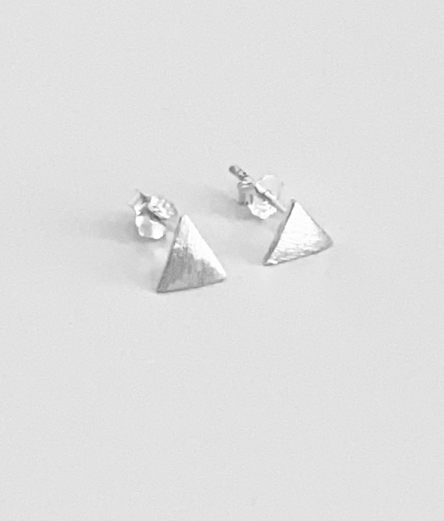 Sterling Silver Triangle Stud Earrings • Minimalist Geometric 925 Silver Earrings