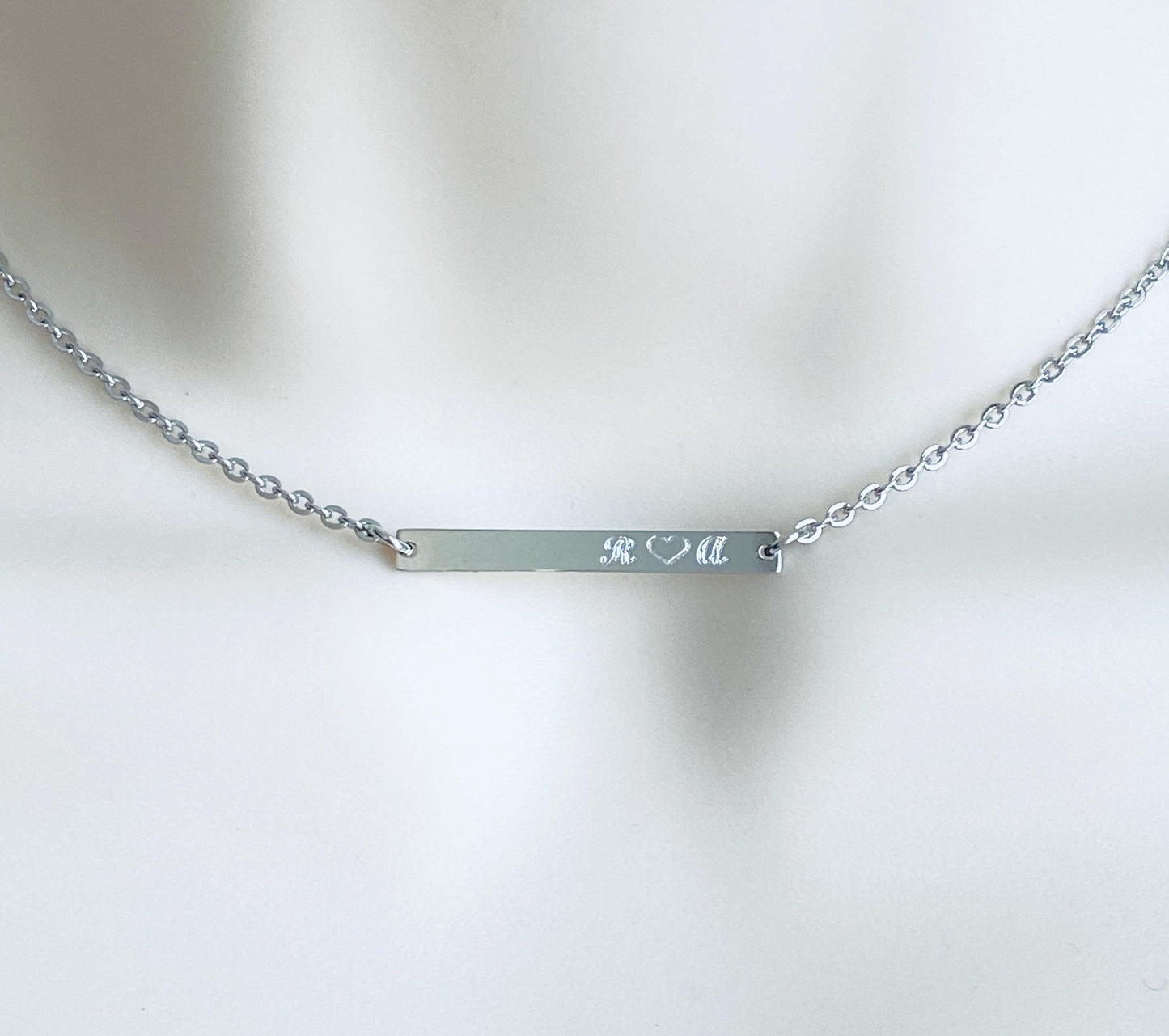Personalized Stainless Steel Tiny Skinny Bar Necklace • Custom Engraved Name Bar Necklace