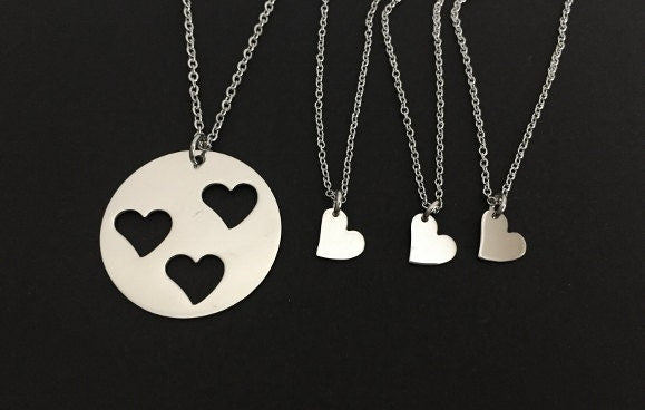 Stainless Steel Mother & 3 Daughters Necklace Set – Matching Family Necklace Set
