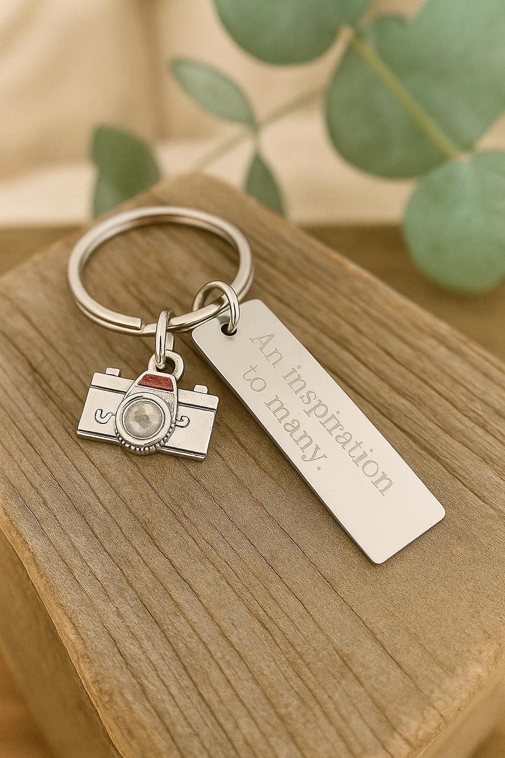 Personalized Camera Keychain • Engraved Name Key Chain • Gift for Photographer