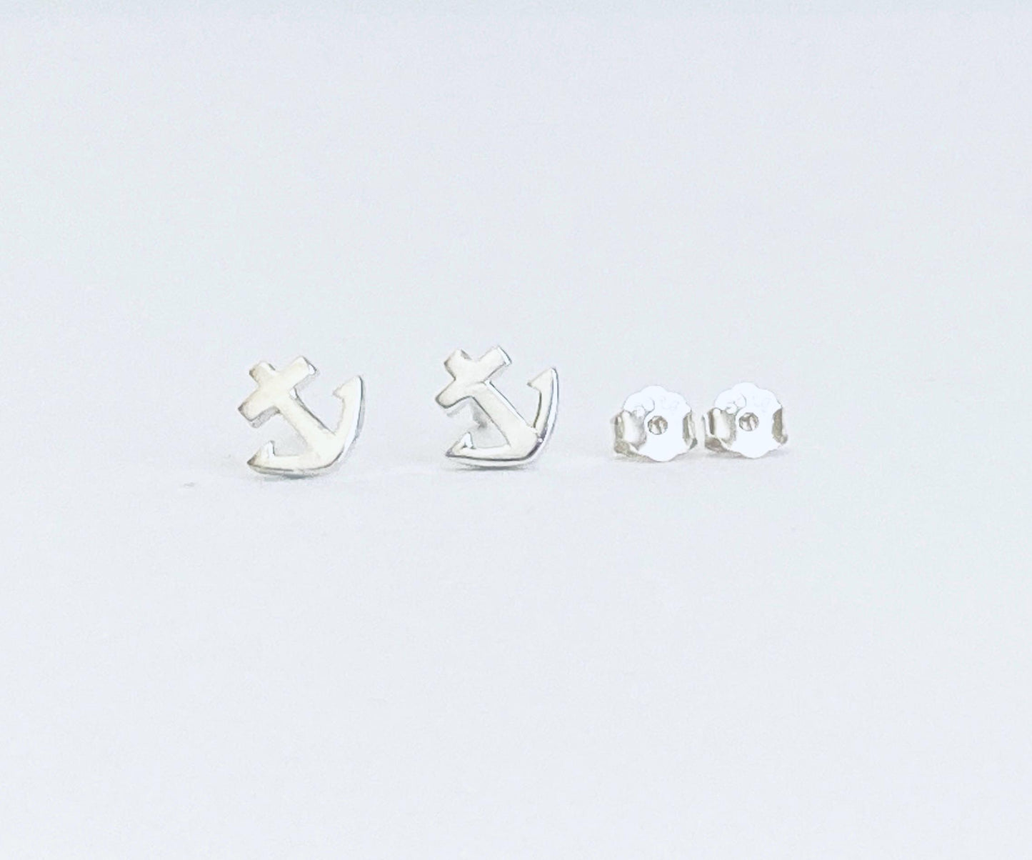 Sterling Silver Anchor Stud Earrings • Nautical Anchor Stud Earrings