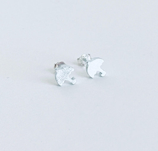 Small Sterling Silver Umbrella Stud Earrings • Cute Mini Umbrella Earrings