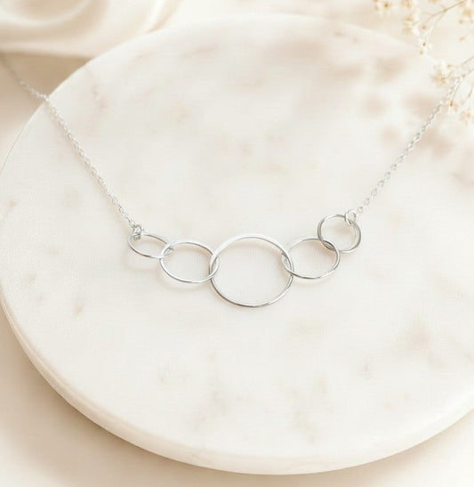 Sterling Silver 5 Interlocking Necklace