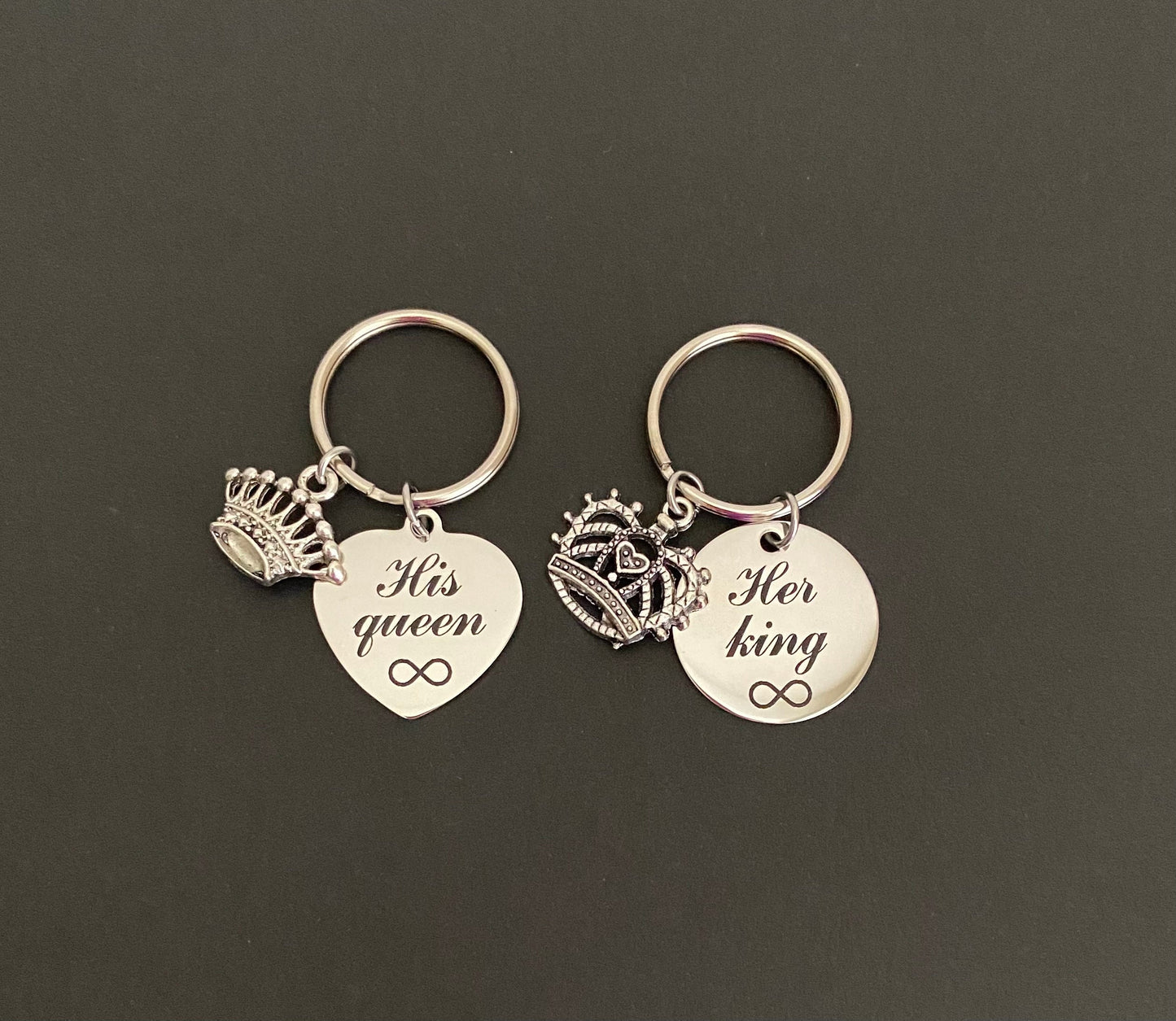 His Queen & Her King Key Chain Set • Matching Couples Keychains, King Queen Gift