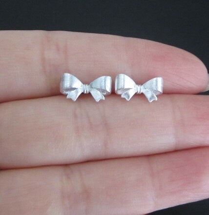 Sterling Silver “Tie the Knot” Stud Earrings •  Minimalist Love Knot Earrings