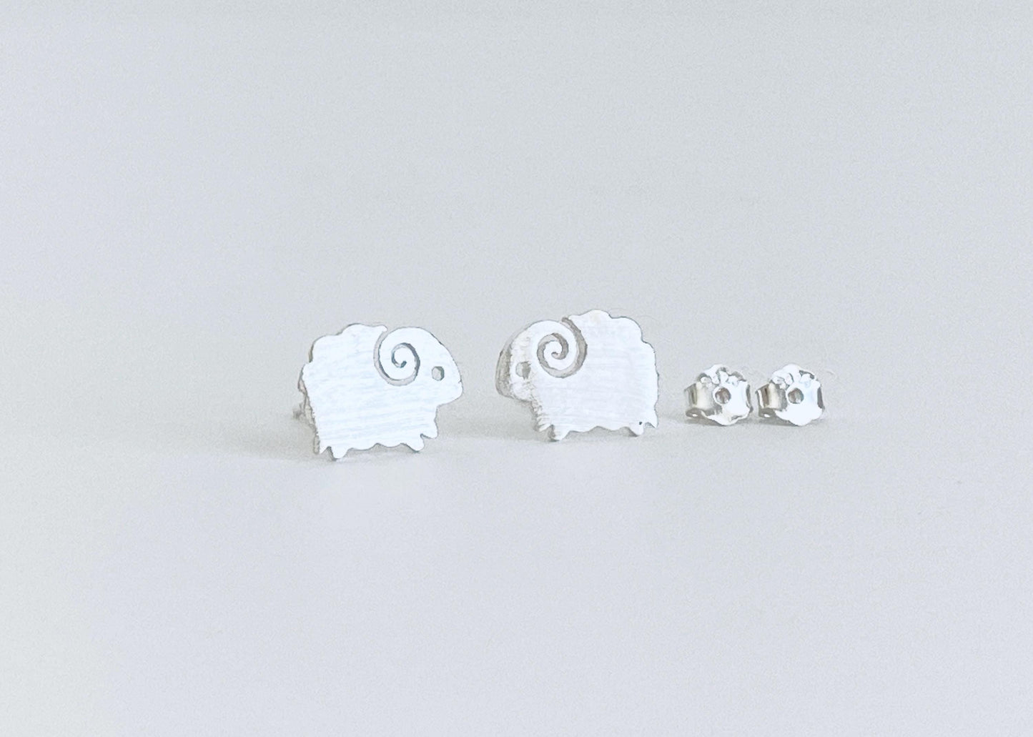 Sterling Silver Sheep Stud Earrings • Cute Farm Animal Studs, Dainty Animal Jewelry Gift