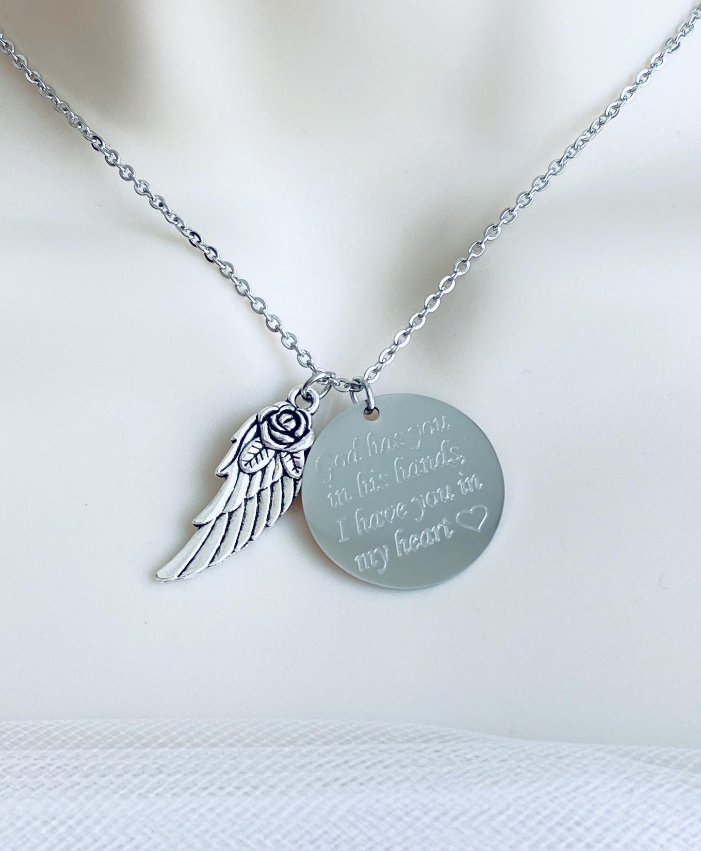 Personalized Angel Wing Necklace • Custom Engraved Memorial & Keepsake Jewelry