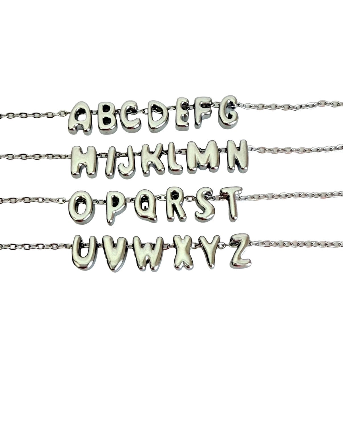 Small Bubble Initial Necklace • Stainless Steel Letter Necklace • Gold Initial Pendant