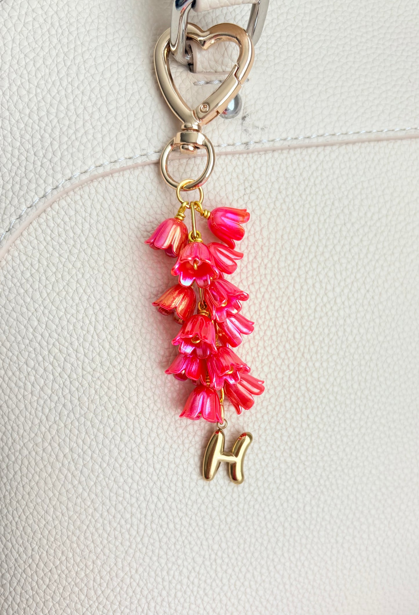 Personalized Clip-On Purse Charm with Acrylic Tulips