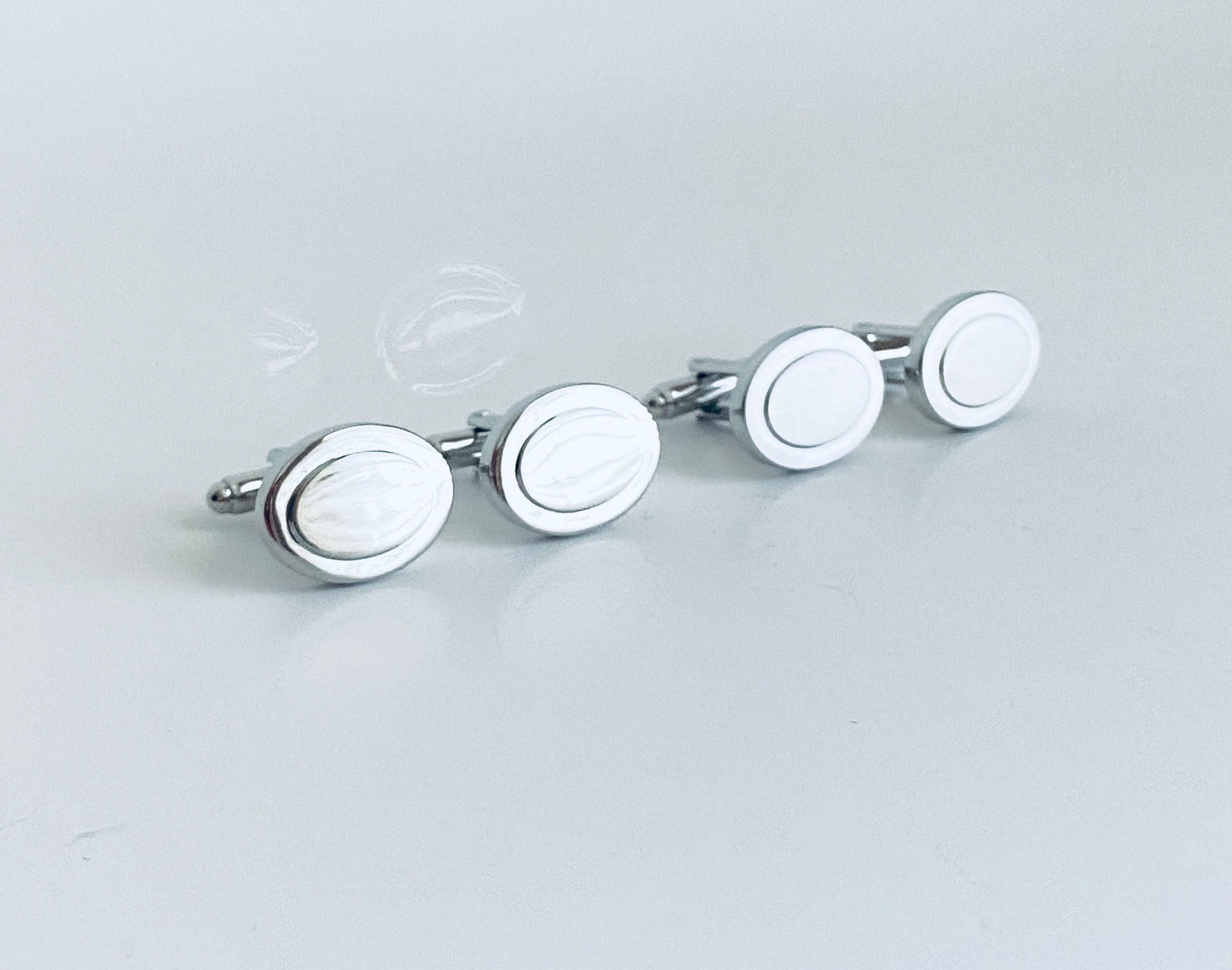 Personalized Oval Cufflinks • Custom Engraved Base Metal Cufflinks for Groom, Groomsmen & Men’s Wedding Gift