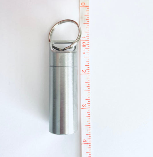 Personalized Stainless Steel Large Pill Holder Key Chain • Custom Engraved Waterproof Medicine Capsule