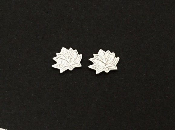 Sterling Silver Lotus Flower Stud Earrings • 925 Silver Minimalist Lotus Studs