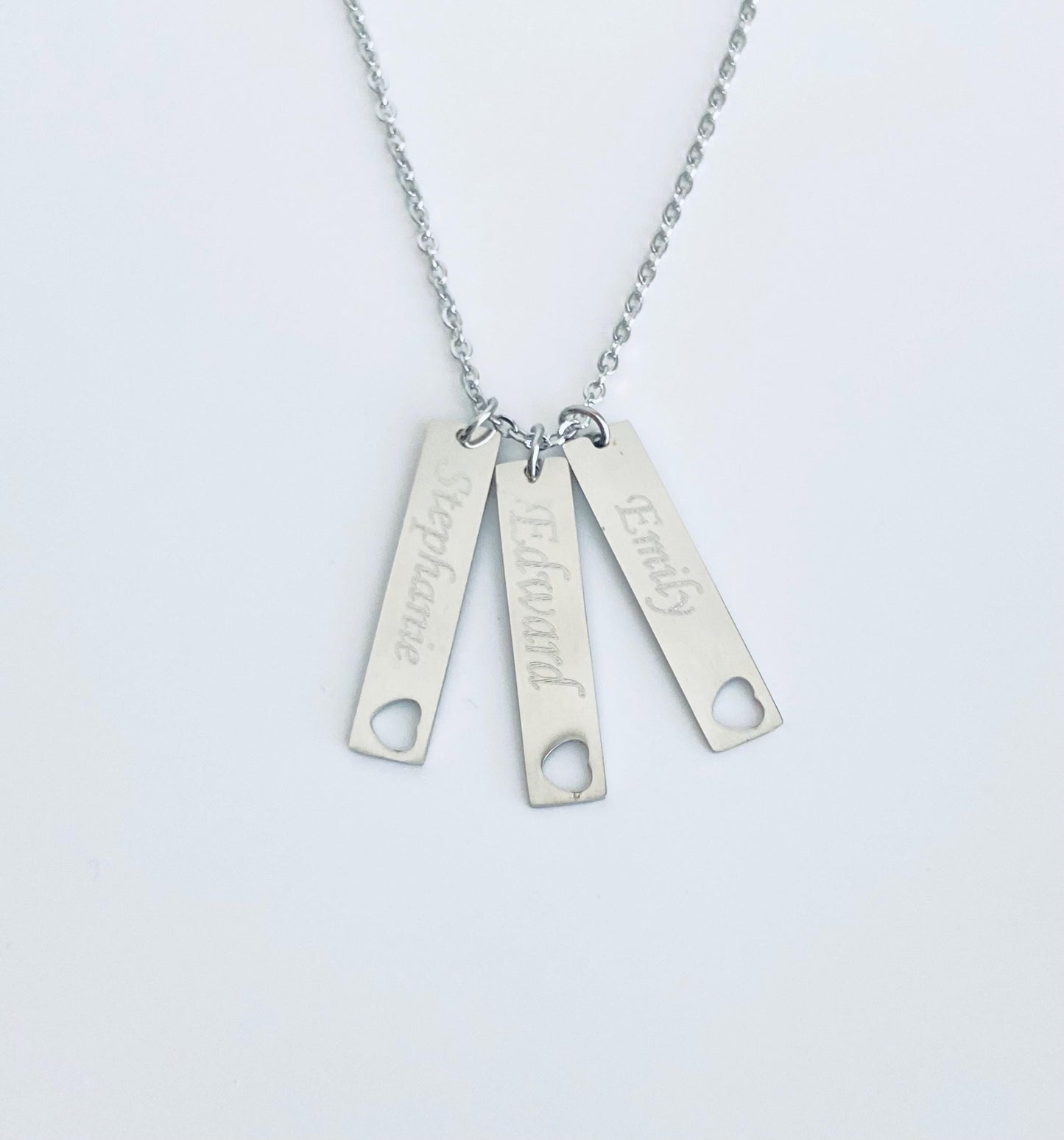 Personalized Long Bar Necklace • Custom Engraved Vertical Bar Necklace