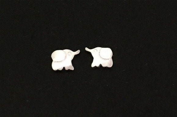 Sterling Silver Elephant Stud Earrings • Tiny Solid or Small Silver Elephant Studs