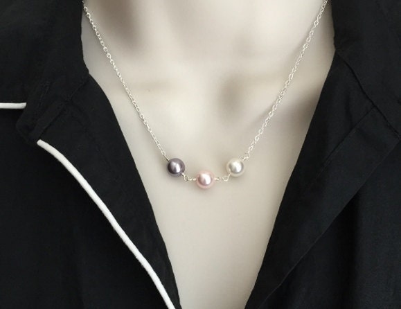 Swarovski Pearl Birthstone Necklace • Personalized Birthstone Necklace in Sterling Silver or Gold Filled