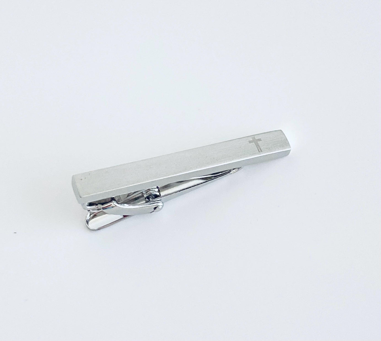 Personalized Short Tie Clip • Custom Engraved Tie Bar in Polished or Matte Finish, Wedding & Gift for Him