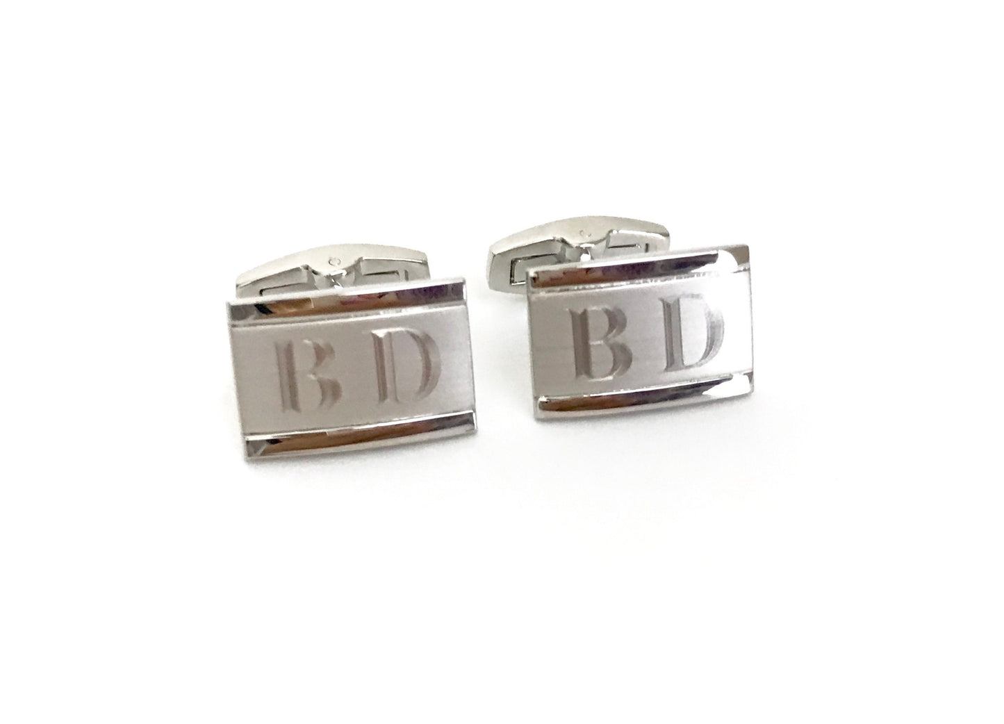 Personalized Rectangle Cufflinks • Custom Engraved Men’s Cufflinks for Groom, Groomsmen & Wedding Gift