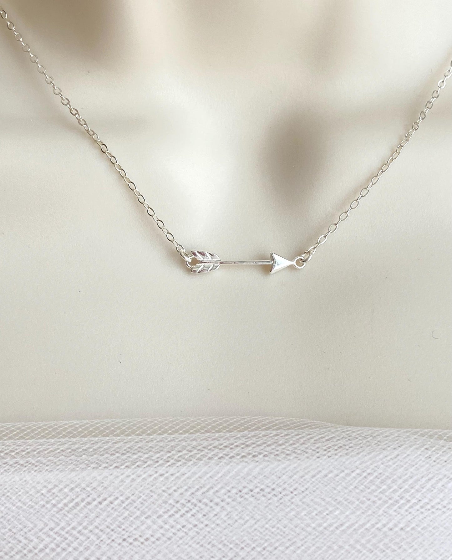 Sterling Silver Arrow Pendant Necklace • 925 Silver Minimalist Arrow Necklace