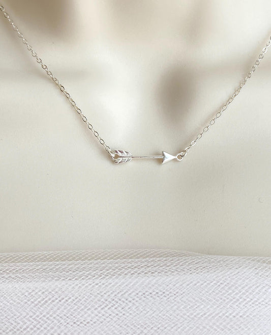 Sterling Silver Arrow Pendant Necklace • 925 Silver Minimalist Arrow Necklace