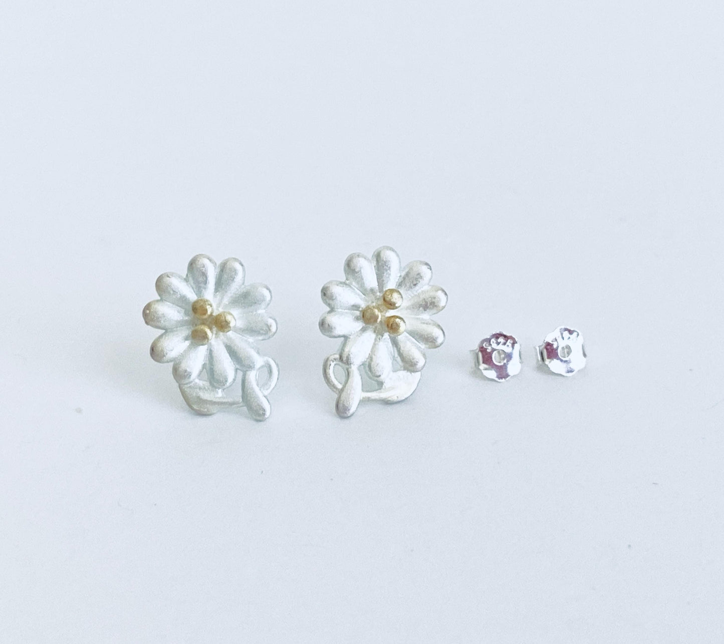 Sterling Silver Flower Stud Earrings • 925 Dainty Floral Studs