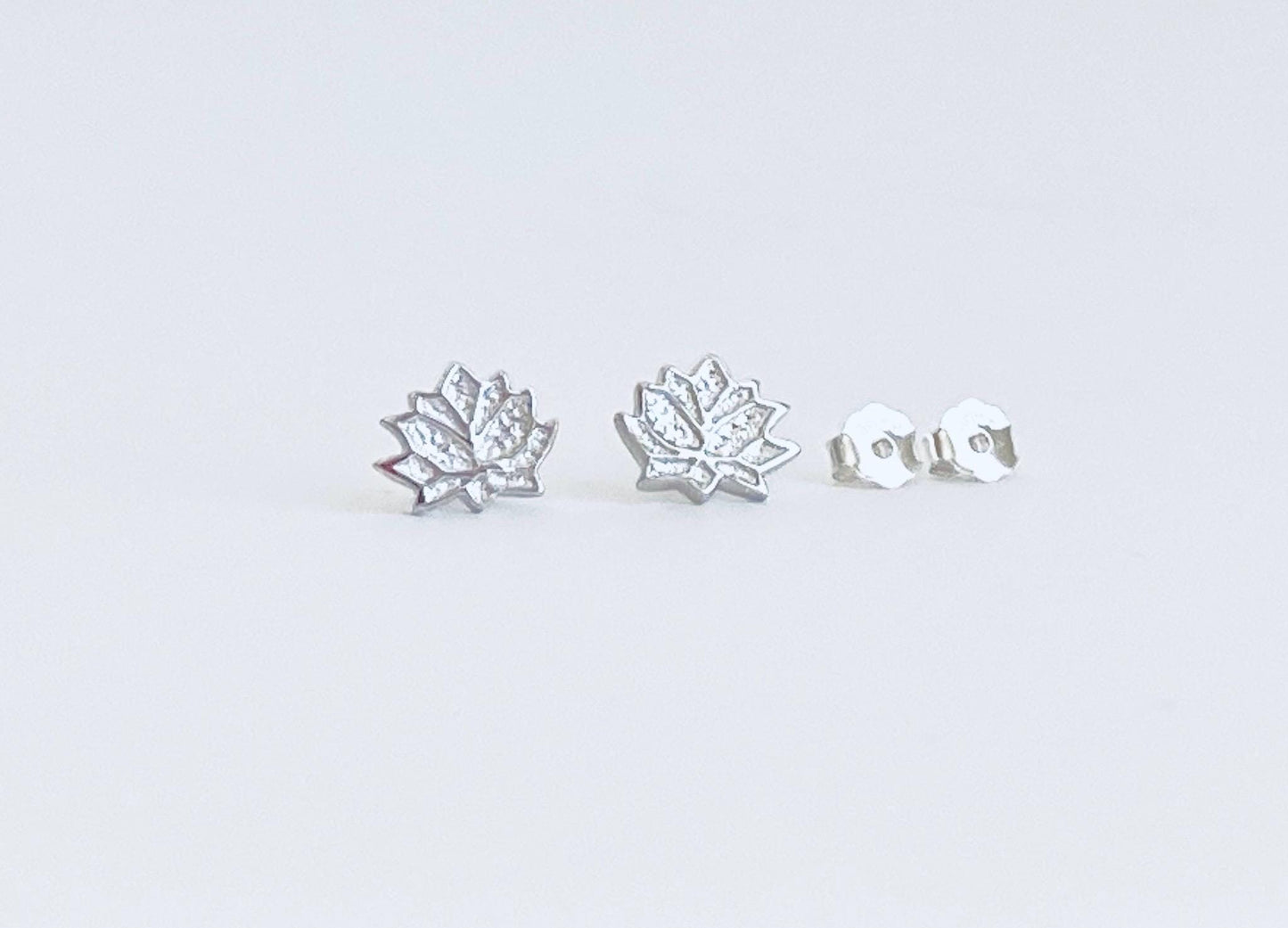 Sterling Silver Lotus Flower Stud Earrings • 925 Silver Minimalist Lotus Studs