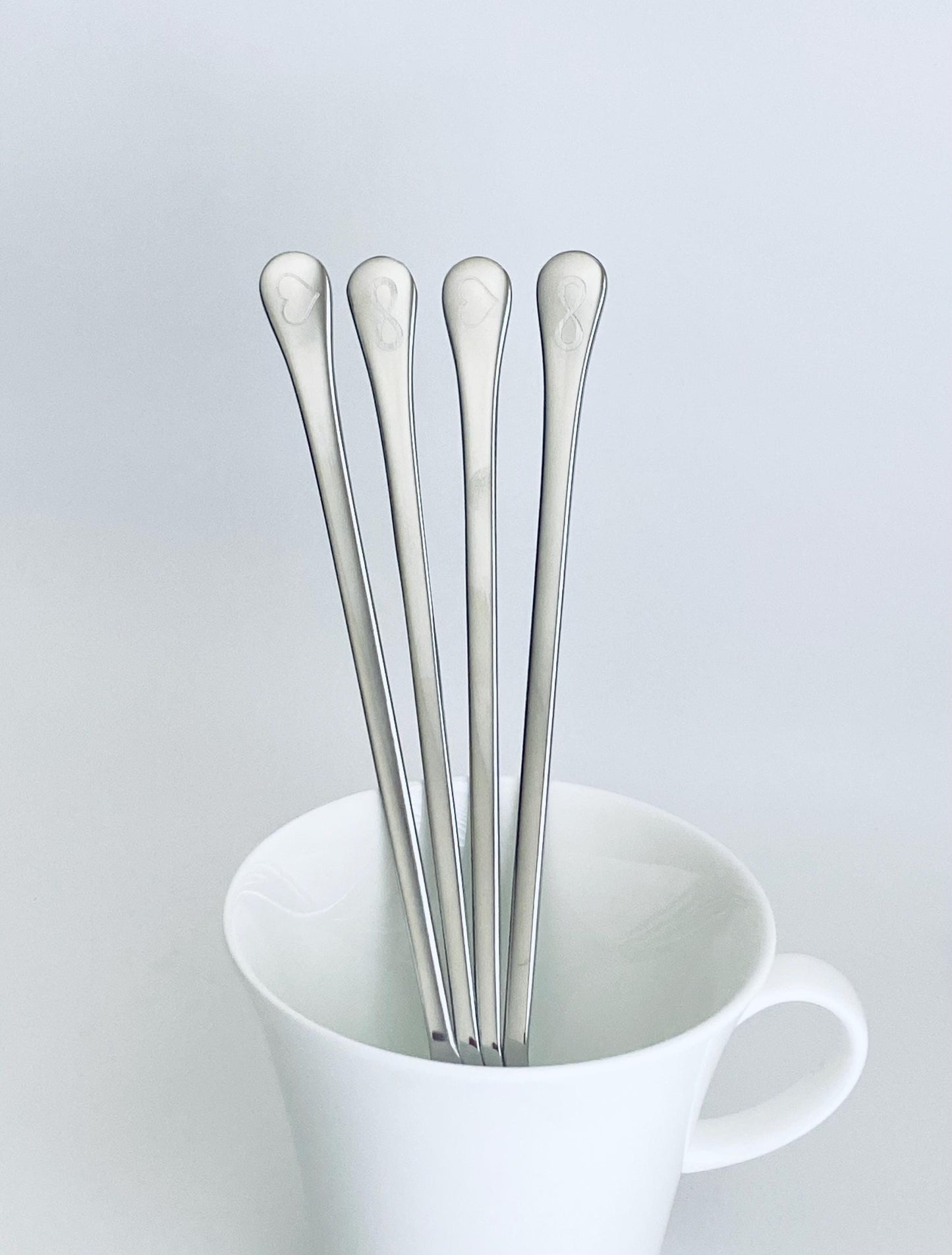 Personalized Stainless Steel Long Handle Coffee Spoon • Custom Engraved Coffee Lover Gift