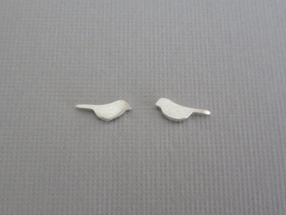 Sterling Silver Tiny Bird Stud Earrings • 925 Dainty Bird Silhouette Studs