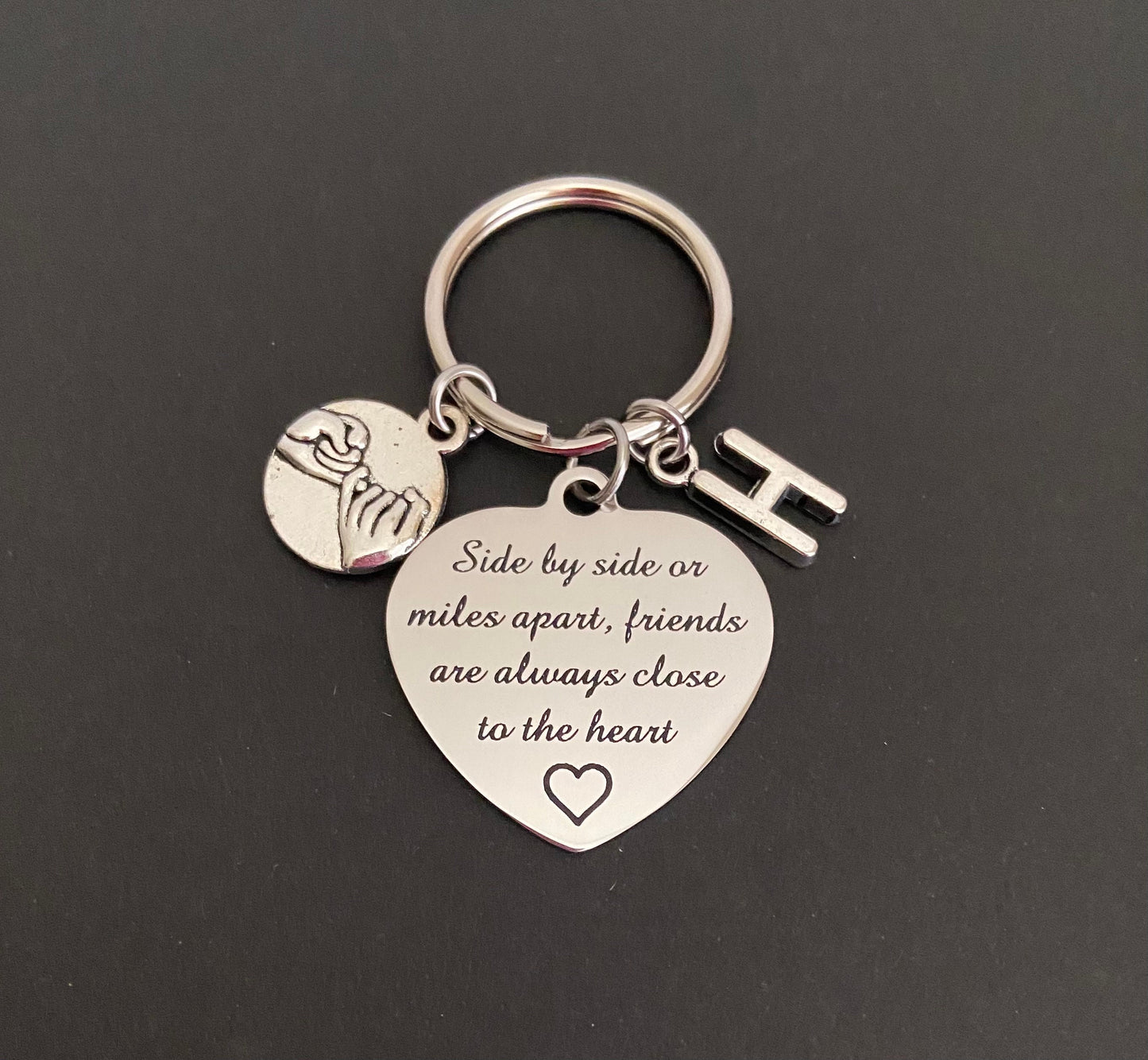 Personalized Long Distance Friendship Key Chain • Best Friend Long Distance Gift with Initial Charm