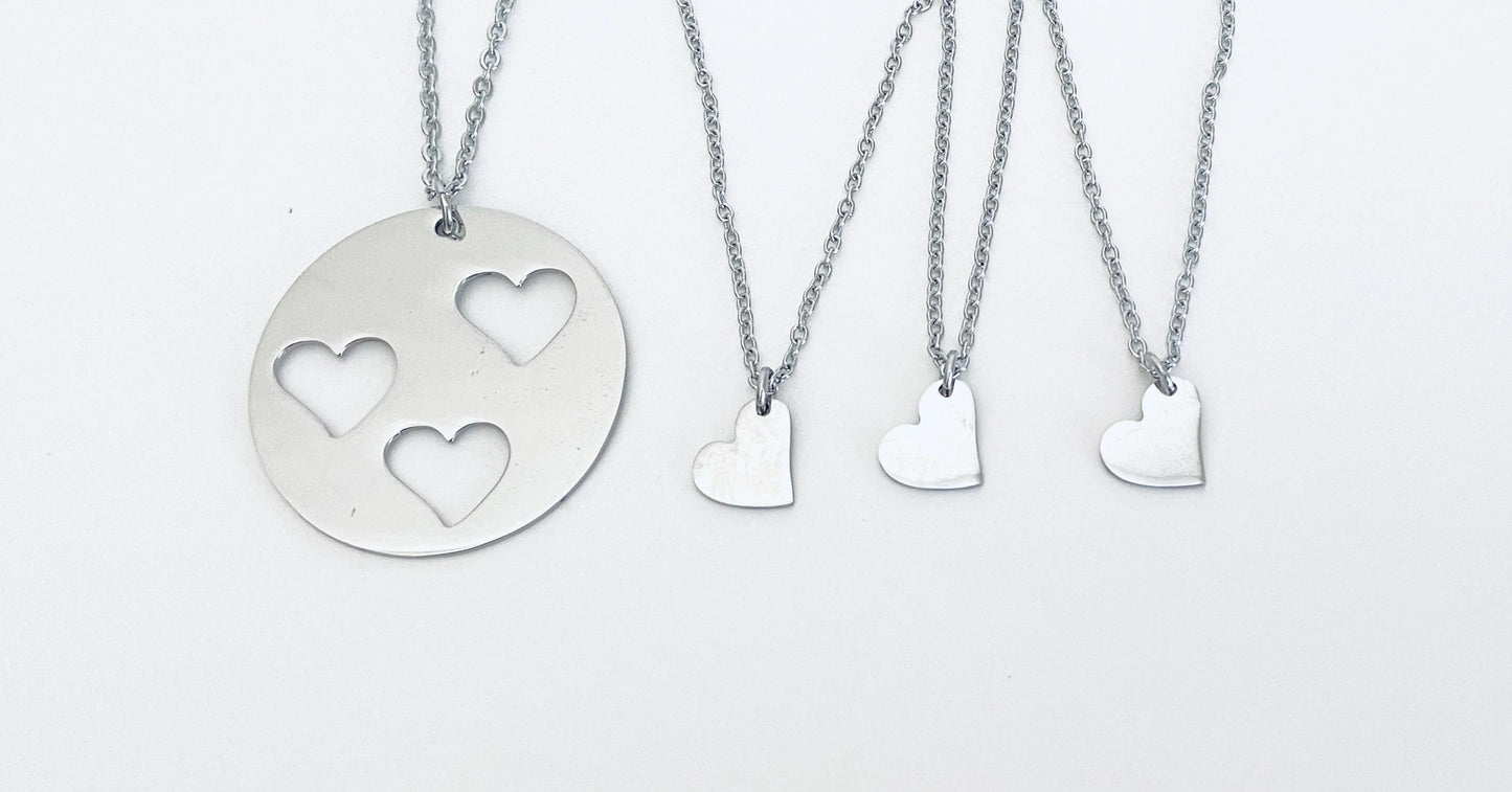 Stainless Steel Mother & 3 Daughters Necklace Set – Matching Family Necklace Set