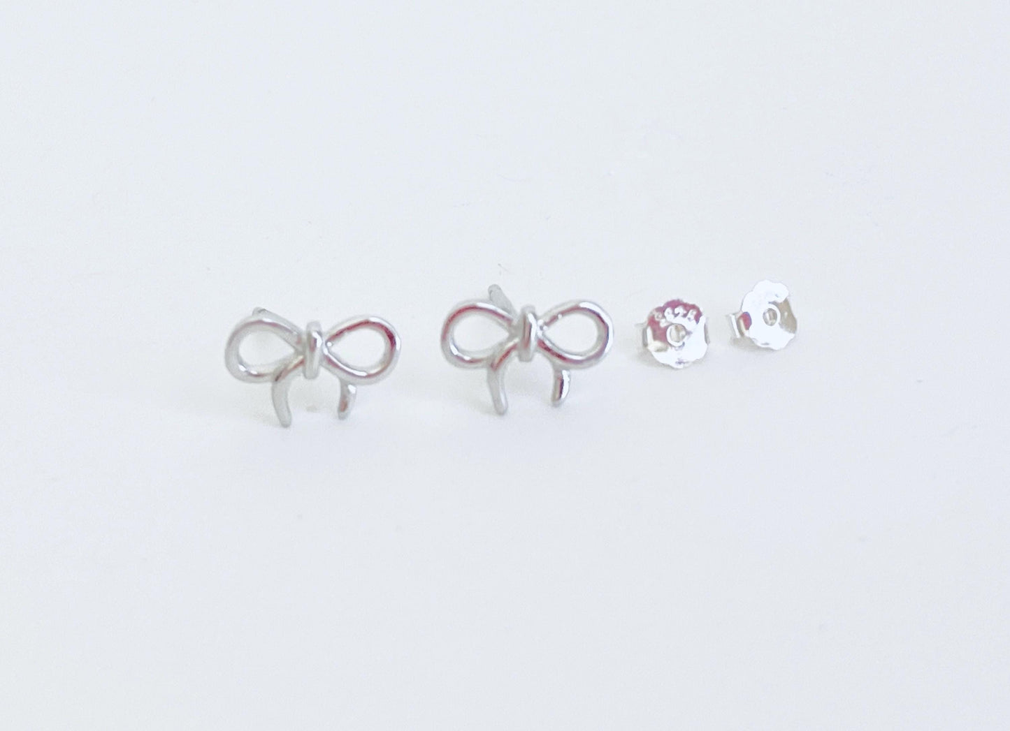 Sterling Silver Small Tie The Knot Bow Stud Earrings • 925 Dainty Bow Studs
