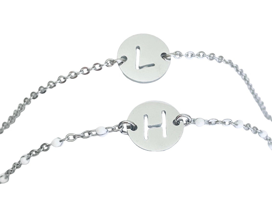 Personalized Initial Bracelet • Stainless Steel & Gold over Stainless Steel