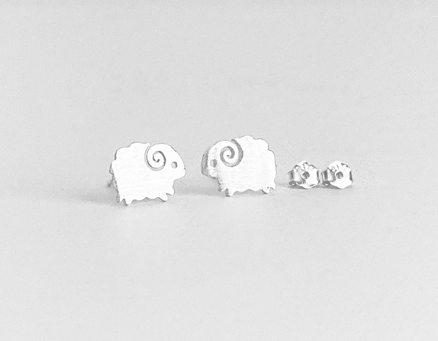 Sterling Silver Sheep Stud Earrings • Cute Farm Animal Studs, Dainty Animal Jewelry Gift