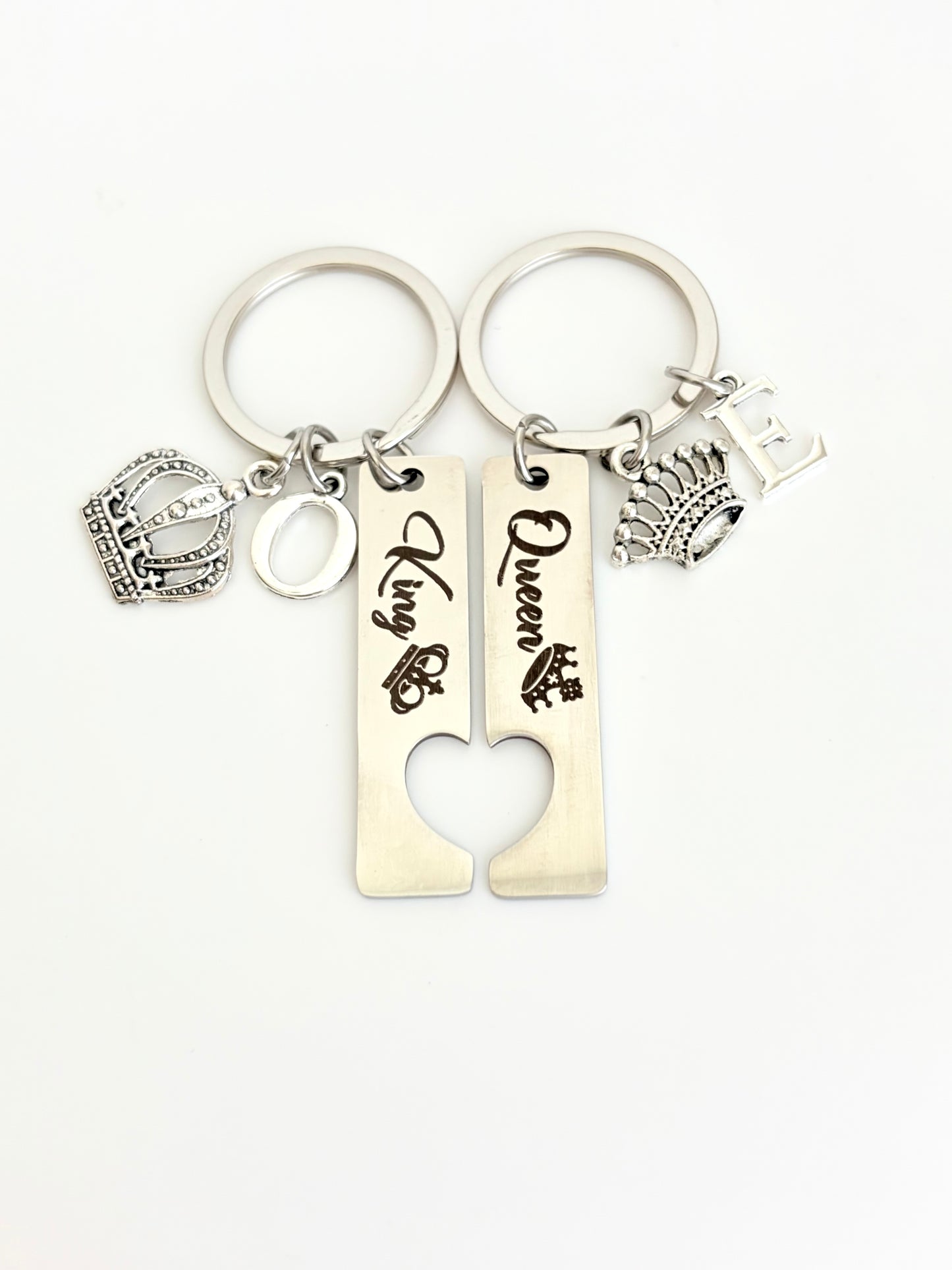 Personalized King & Queen Keychain Set • Couples Key Chains