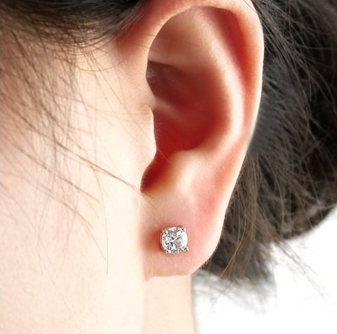 Sparkle Sterling Silver Cubic Zirconia Solitaire Stud Earrings • Dainty CZ Studs