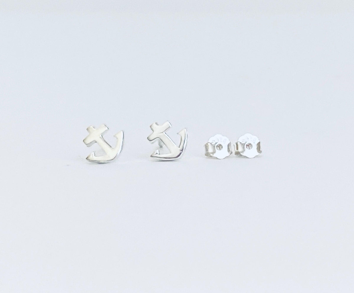 Sterling Silver Anchor Stud Earrings • Nautical Anchor Stud Earrings