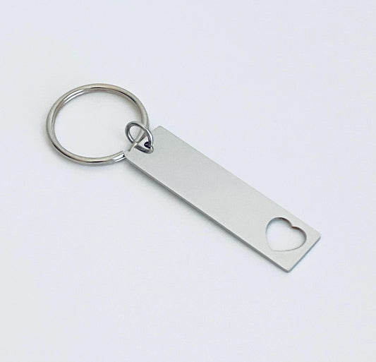 Personalized Stainless Steel Long Bar Keychain  • Custom Engraved Vertical Bar Key Chain
