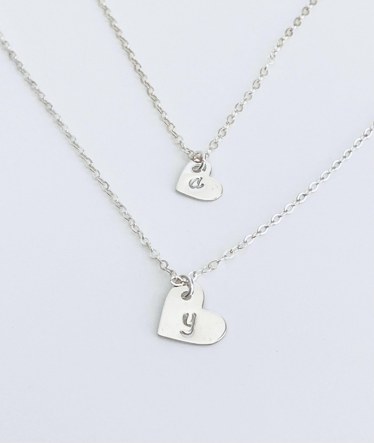Personalized Sterling Silver Necklace with Sideways Heart Charm • Custom Engraved Name Necklace