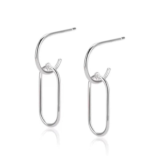 Sterling Silver Paperclip Dangle Earrings • Modern Minimalist Drop Earrings